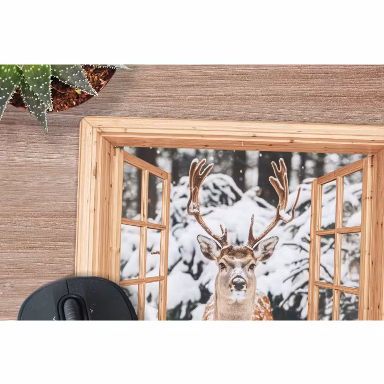 Muismat - Doorkijk - Hert - Sneeuw - Winter - Bos - Dieren — 4