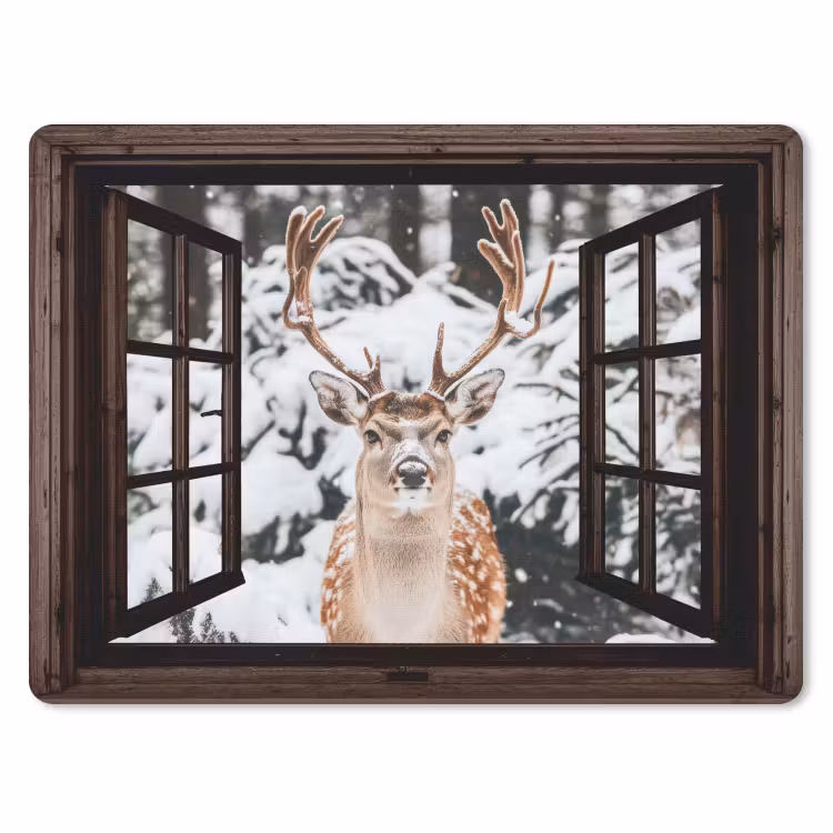 Muismat - Hert - Sneeuw - Winter - Bos - Dieren - Doorkijk — 1