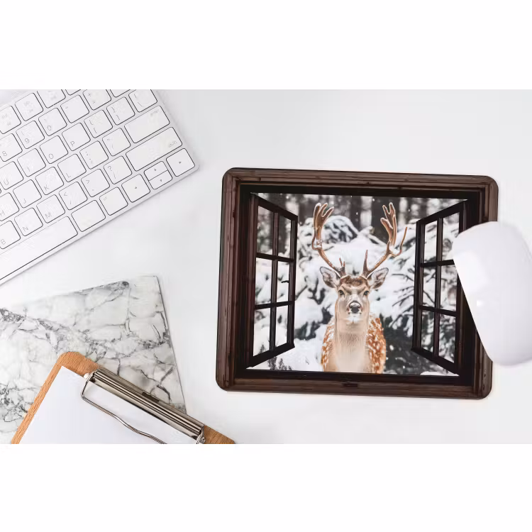 Muismat - Hert - Sneeuw - Winter - Bos - Dieren - Doorkijk — 2