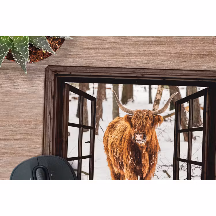 Muismat - Schotse Hooglander - Sneeuw - Natuur - Dieren - Doorkijk - Winter — 4