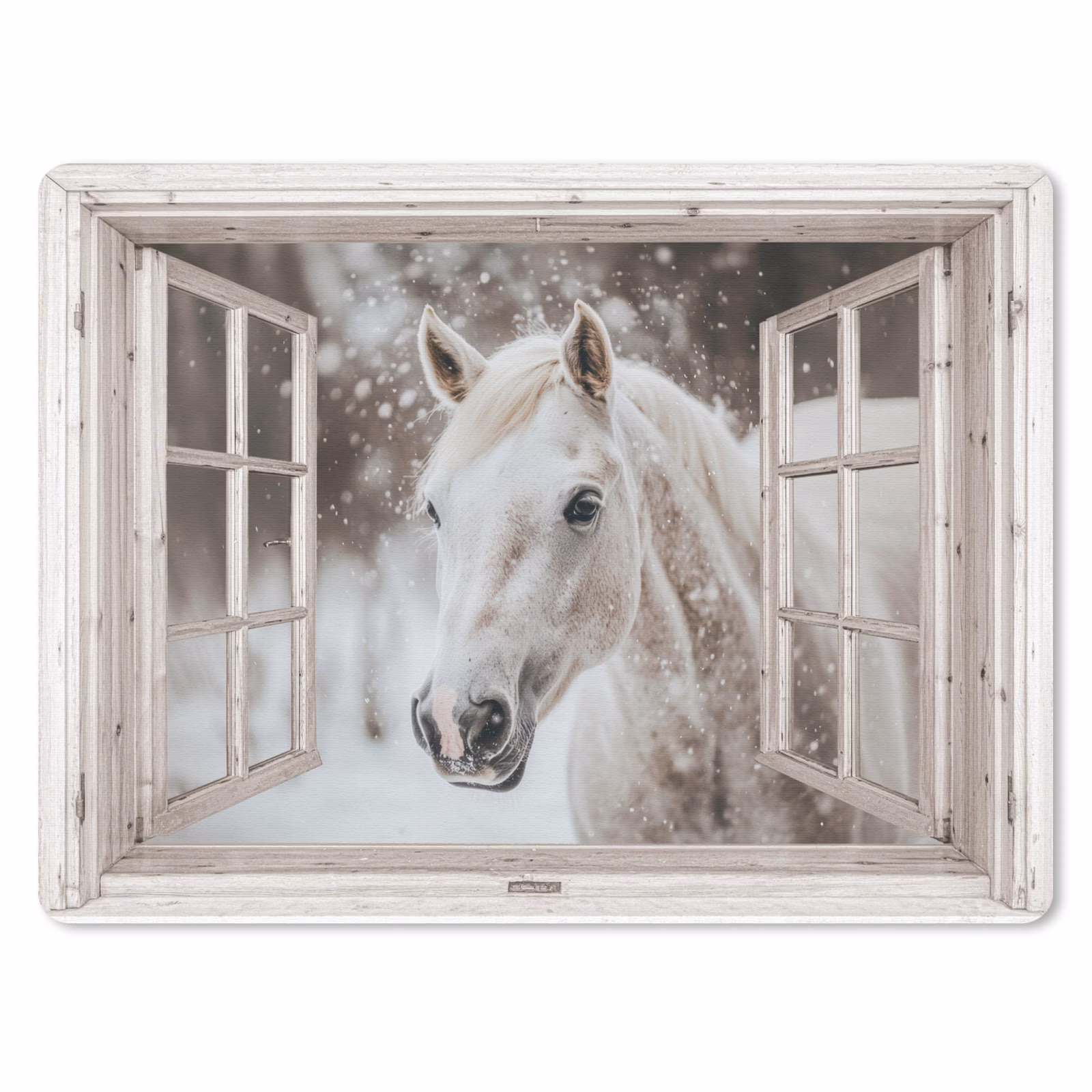 Muismat - Paard - Wit - Winter - Sneeuw - Doorkijk - Dieren — 1