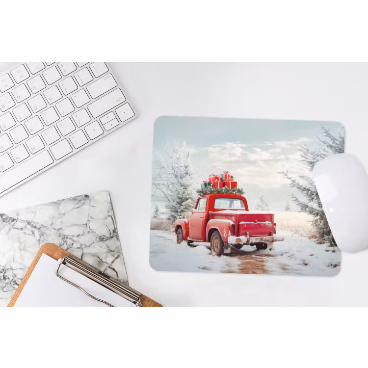 Muismat - Auto - Rood - Cadeaus - Winter - Sneeuw - Kerst — 2