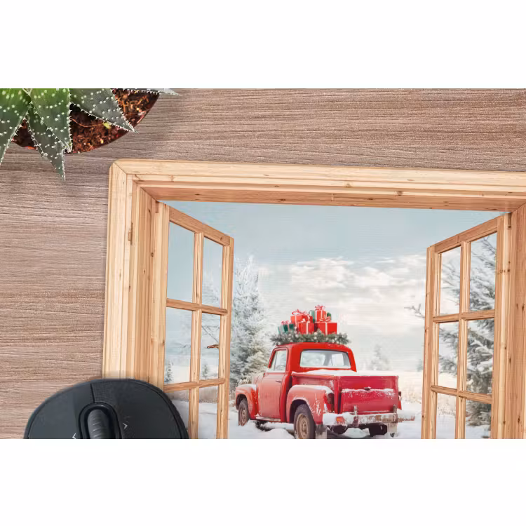 Muismat - Doorkijk - Auto - Kerst - Cadeaus - Winter - Landschap — 4