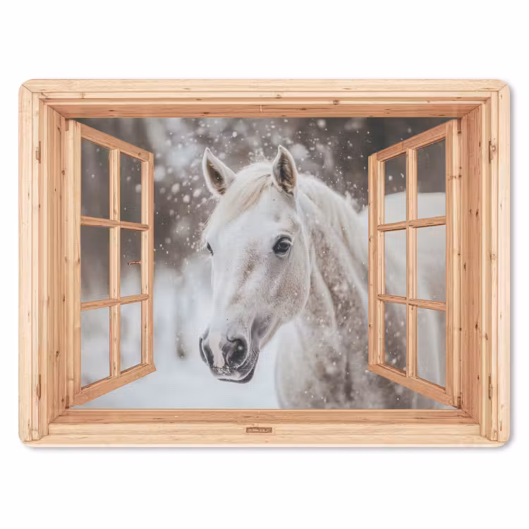Muismat - Doorkijk - Paard - Wit - Winter - Sneeuw - Dieren — 1