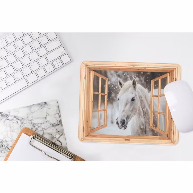 Muismat - Doorkijk - Paard - Wit - Winter - Sneeuw - Dieren — 2