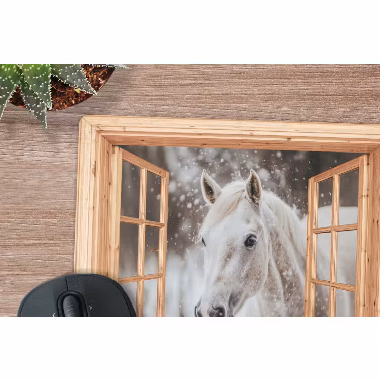 Muismat - Doorkijk - Paard - Wit - Winter - Sneeuw - Dieren — 4