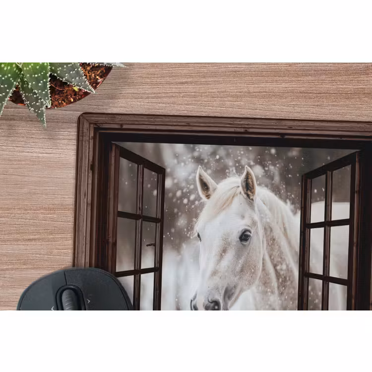 Muismat - Doorkijk - Paard - Wit - Winterlandschap - Sneeuw — 4