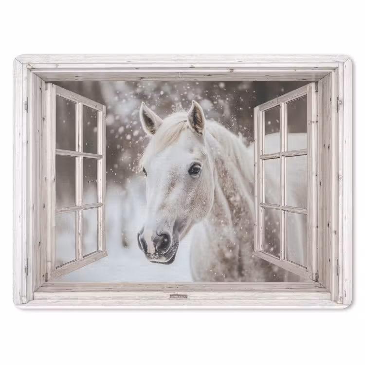 Muismat - Paard - Wit - Winter - Sneeuw - Doorkijk - Dieren — 1