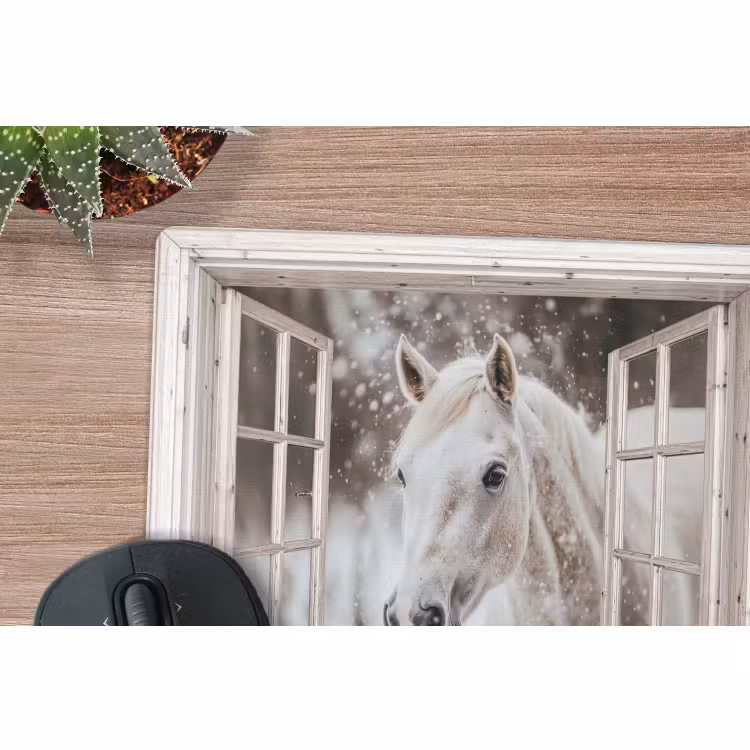 Muismat - Paard - Wit - Winter - Sneeuw - Doorkijk - Dieren — 4