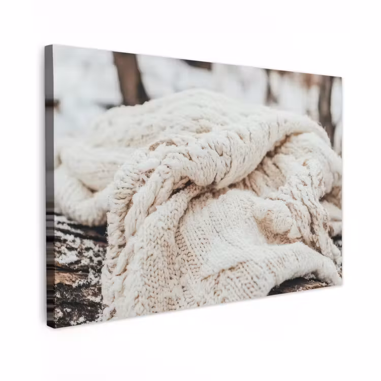 Canvas schilderij - Deken - Wit - Boomstronk - Winter - Sneeuw — 1