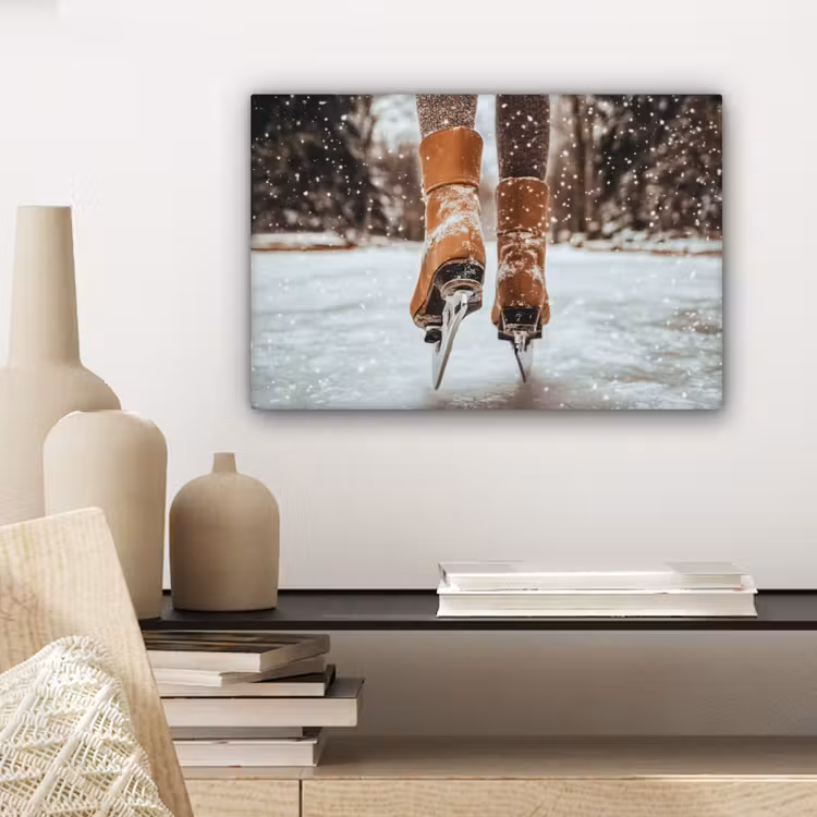 Canvas schilderij - Schaatsen - IJs - Winter - Sneeuw — 5