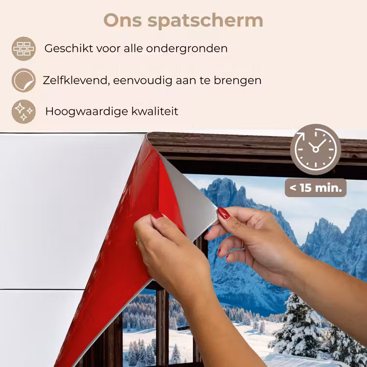 Keuken achterwand - Doorkijk - Winter - Landschap - Huisje - Bergen — 4