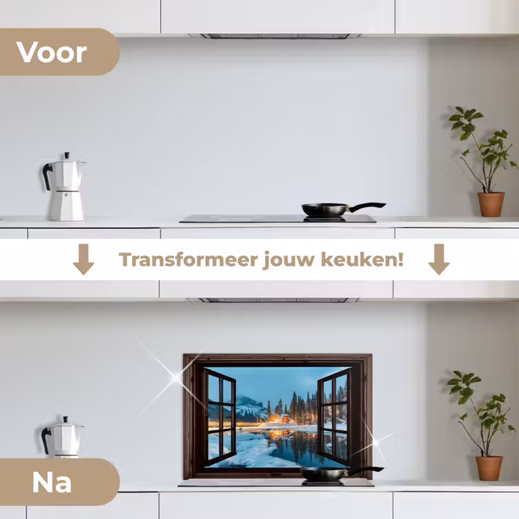 Keuken achterwand - Doorkijk - Winter - Landschap - Natuur - Huis - Bergen — 3