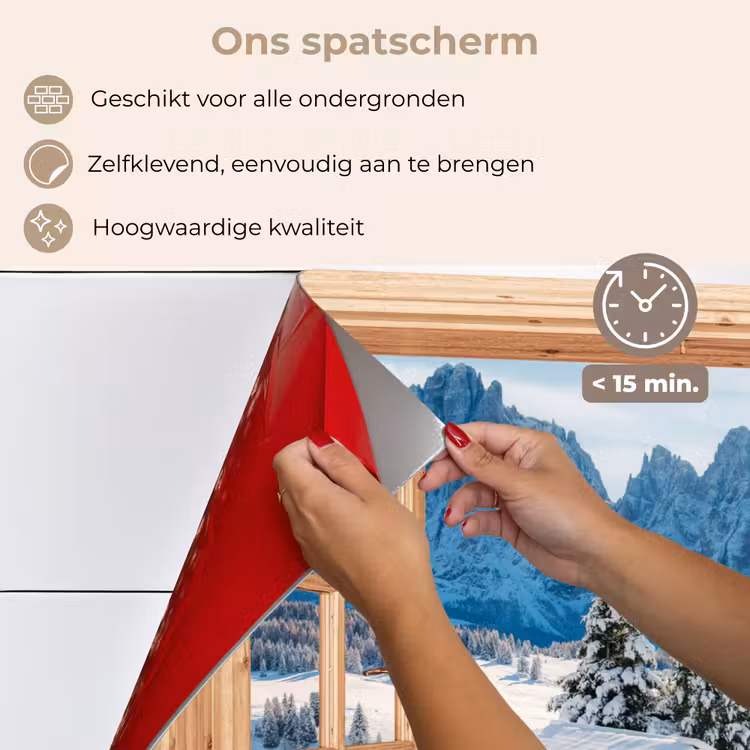 Keuken achterwand - Doorkijk - Winterlandschap - Huisje - Bergen - Uitzicht — 4