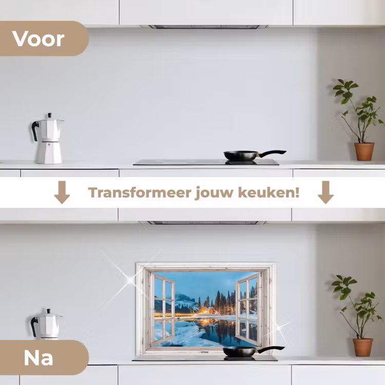 Keuken achterwand - Doorkijk - Winterlandschap - Natuur - Huis - Bergen — 3