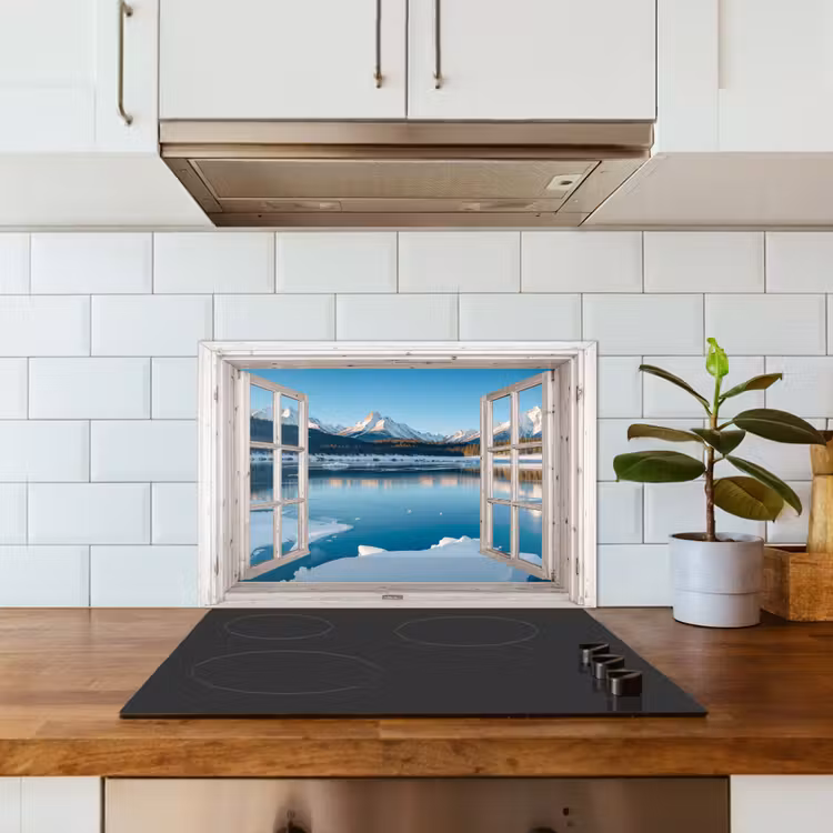 Keuken achterwand - Landschap - Winter - Meer - Bergen - Uitzicht - Doorkijk - Licht — 6