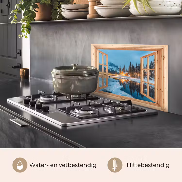 Keuken achterwand - Winterlandschap - Natuur - Huis - Bergen - Doorkijk - Raam — 7