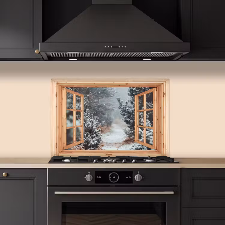 Keuken achterwand - Bos - Winter - Bomen - Natuur - Pad - Doorkijk — 2