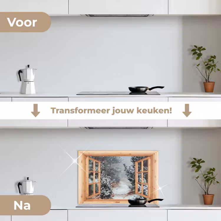 Keuken achterwand - Bos - Winter - Bomen - Natuur - Pad - Doorkijk — 3