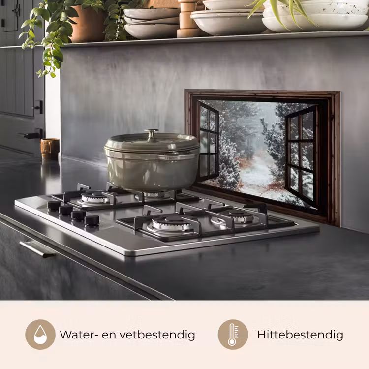 Keuken achterwand - Bos - Winter - Bomen - Natuur - Pad - Doorkijk — 7