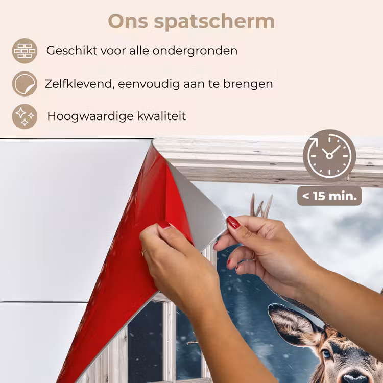 Keuken achterwand - Hert - Dieren - Landschap - Winter - Sneeuw - Doorkijk - Natuur — 4
