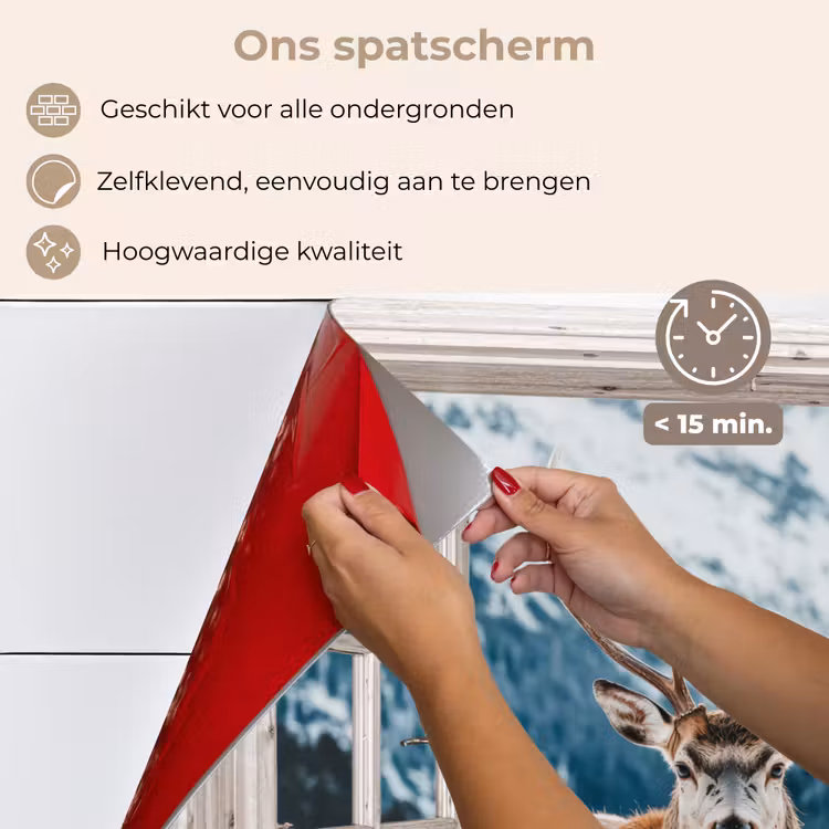 Keuken achterwand - Hert - Winterlandschap - Natuur - Dieren - Doorkijk - Bergen — 4