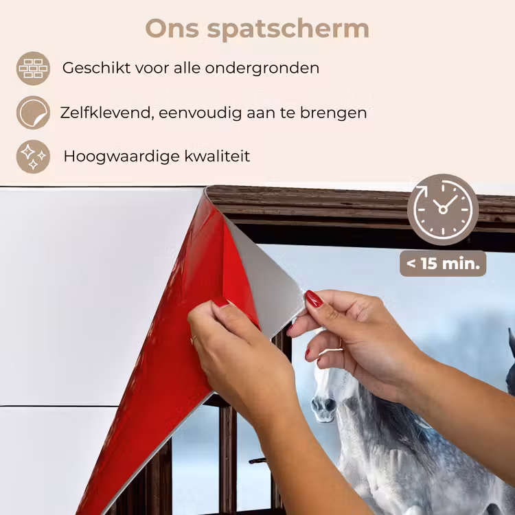 Keuken achterwand - Paarden - Winter - Dieren - Natuur - Doorkijk — 4