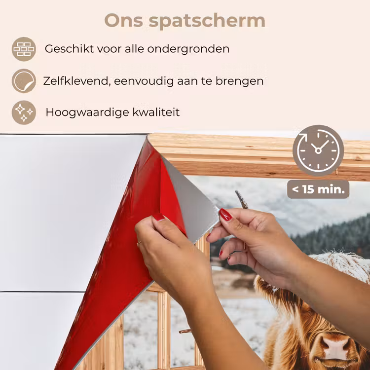 Keuken achterwand - Schotse Hooglander - Landschap - Landelijk - Bergen - Winter - Doorkijk — 4