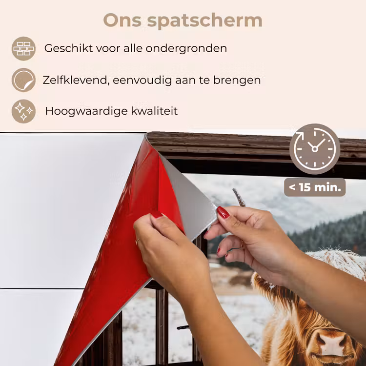 Keuken achterwand - Schotse Hooglander - Landschap - Landelijk - Bergen - Winter - Doorkijk - Donker — 4