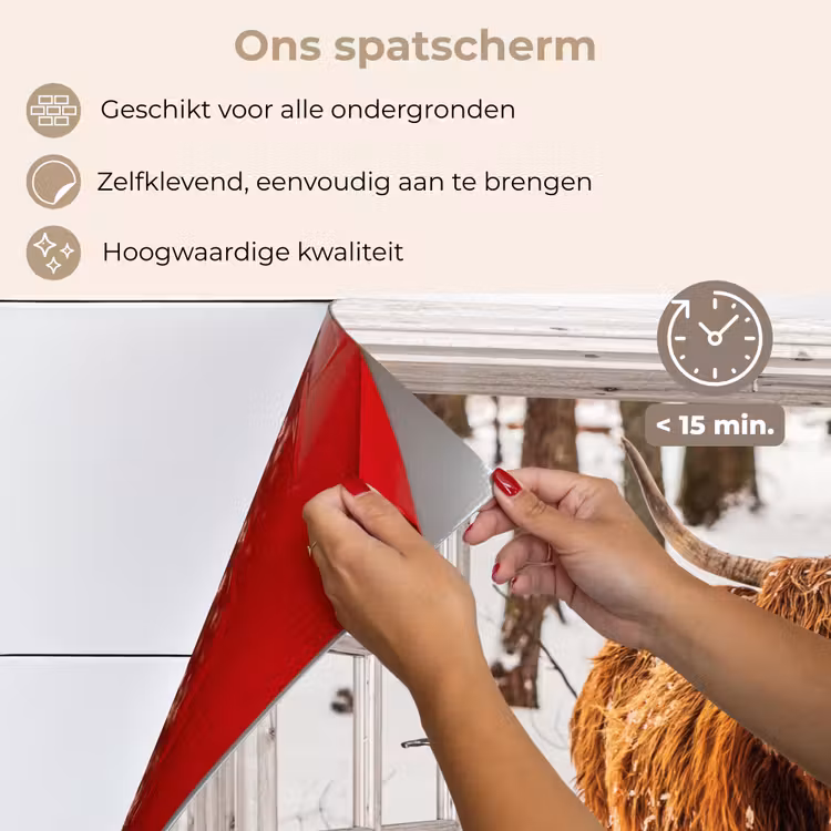 Keuken achterwand - Schotse Hooglander - Sneeuw - Winter - Natuur - Dier - Doorkijk - Landelijk — 4
