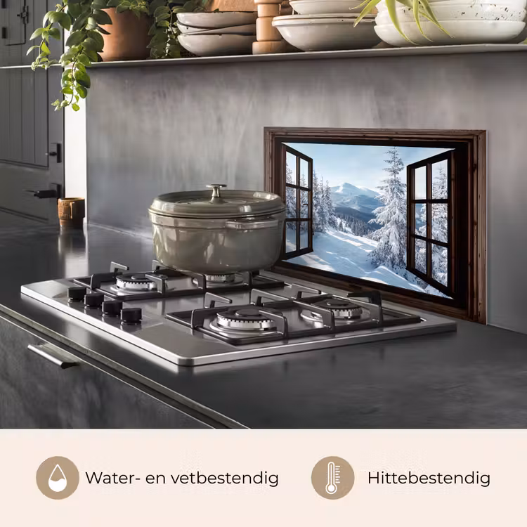 Keuken achterwand - Winter - Landschap - Natuur - Berg - Bomen - Doorkijk - Uitzicht — 7