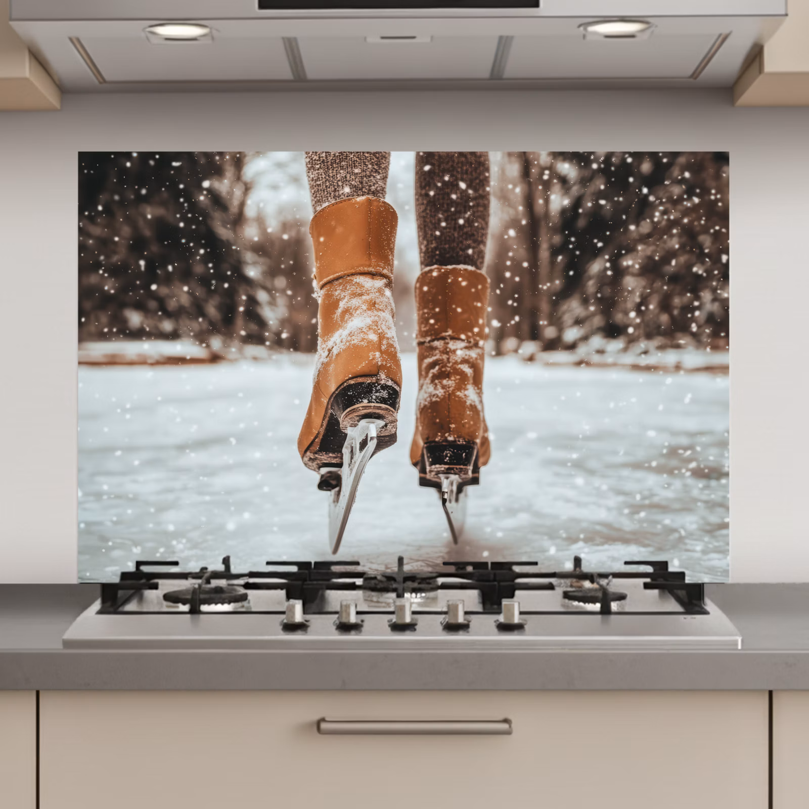 Keuken achterwand - Schaatsen - IJs - Winter - Sneeuw — 1
