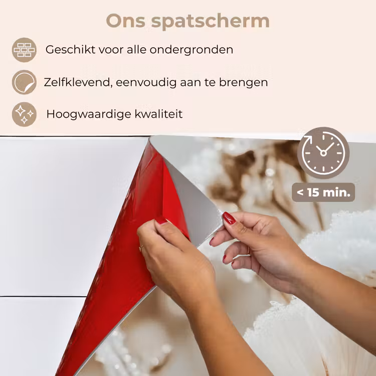 Keuken achterwand - Bloemen - Winter - Wit - Sneeuw - Beige — 4