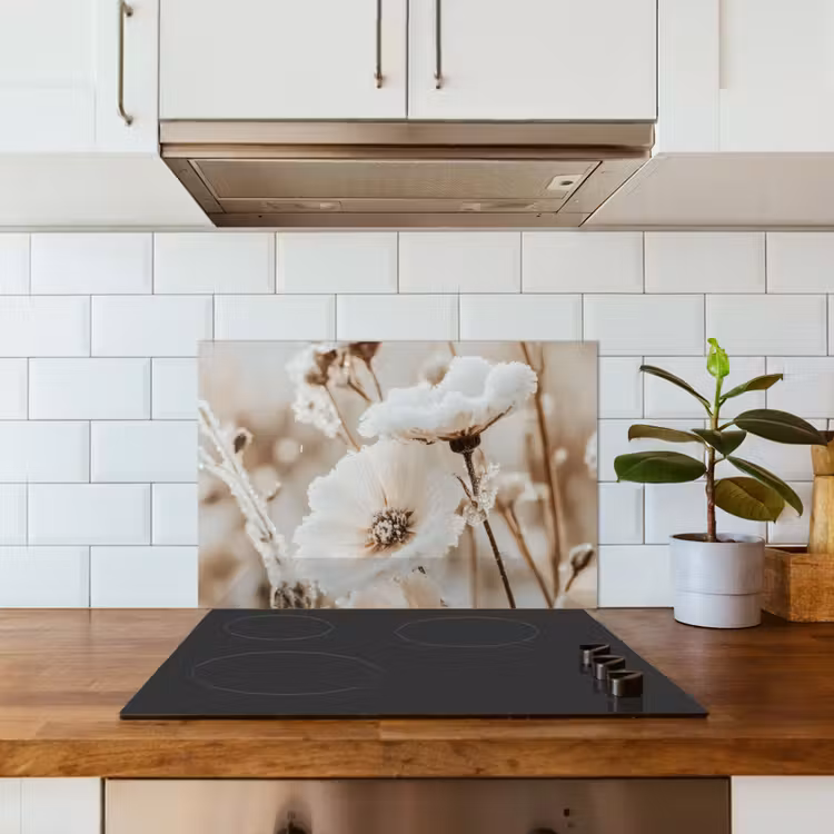 Keuken achterwand - Bloemen - Winter - Wit - Sneeuw - Beige — 6