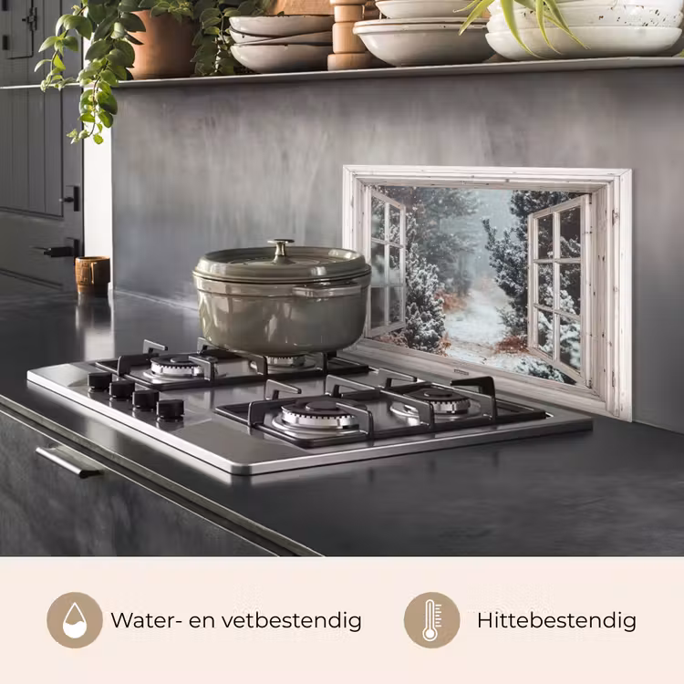 Keuken achterwand - Bos - Winter - Bomen - Natuur - Pad - Doorkijk - Wit — 7