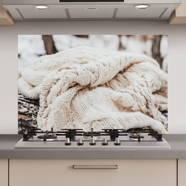 Keuken achterwand - Deken - Wit - Boomstronk - Winter - Sneeuw — 1