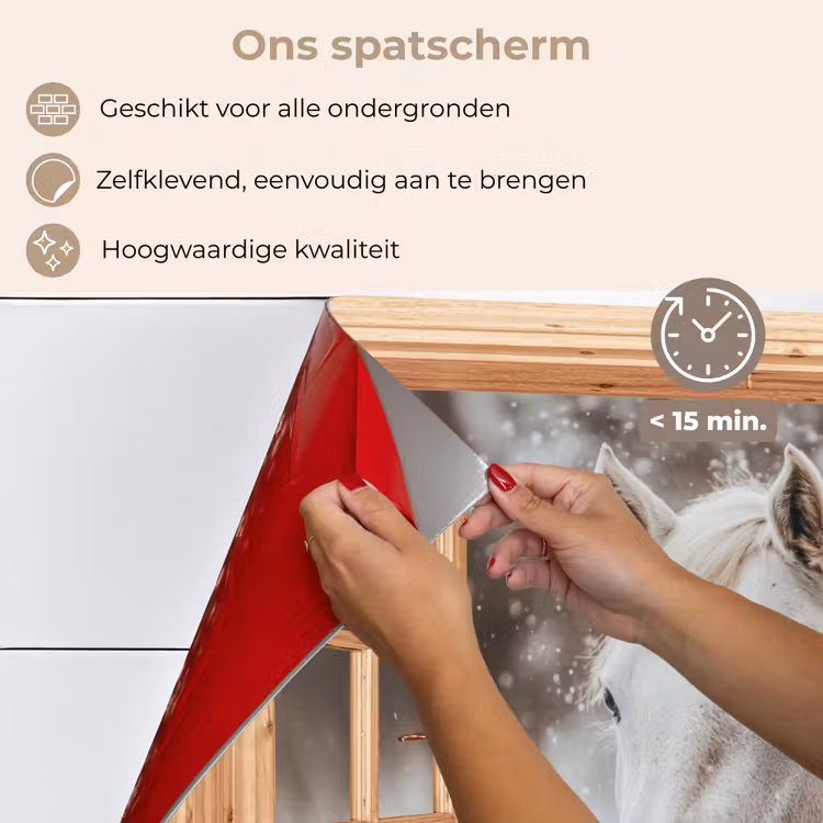 Keuken achterwand - Doorkijk - Paard - Wit - Winter - Sneeuw - Dieren — 4