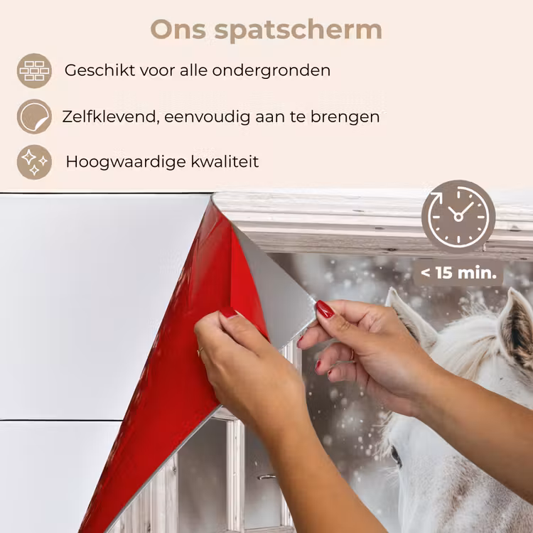Keuken achterwand - Paard - Wit - Winter - Sneeuw - Doorkijk - Dieren — 4