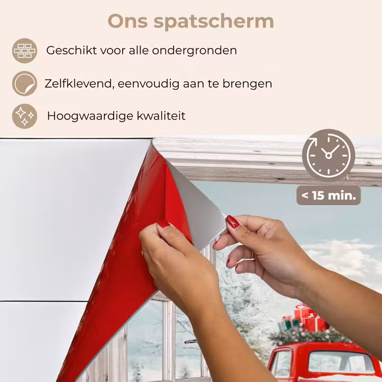 Keuken achterwand - Auto - Rood - Cadeaus - Winter - Kerst - Doorkijk - Wit — 4