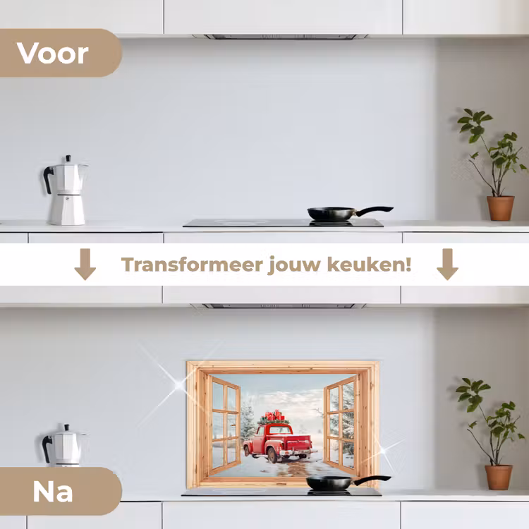 Keuken achterwand - Doorkijk - Auto - Kerst - Cadeaus - Winter - Landschap — 3