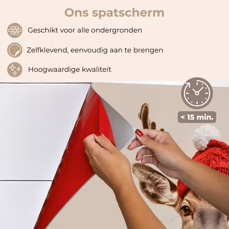 Keuken achterwand - Hert - Kerst - Muts - Dieren - Winter - Grappig — 4