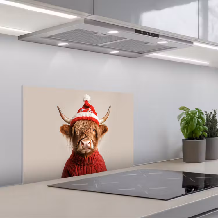 Keuken achterwand - Schotse Hooglander - Kerst - Muts - Trui - Winter — 5