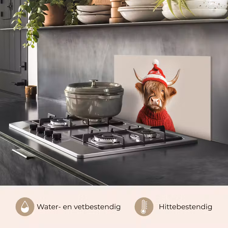 Keuken achterwand - Schotse Hooglander - Kerst - Muts - Trui - Winter — 7