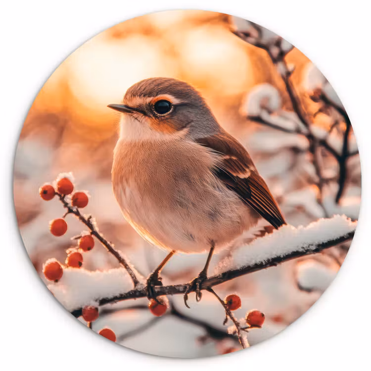 Muurcirkel - Vogel - Tak - Winter - Dieren - Sneeuw — 1