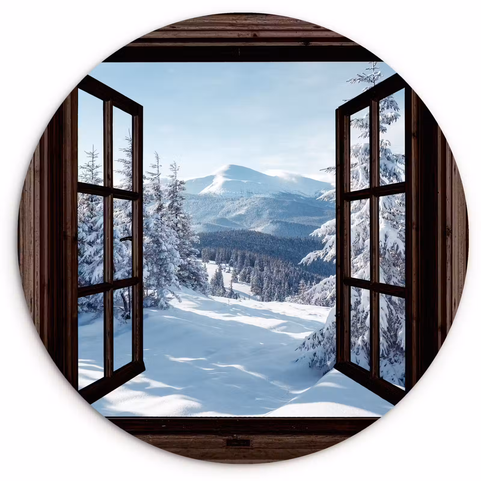 Muurcirkel - Winter - Landschap - Natuur - Berg - Bomen - Doorkijk - Uitzicht — 1