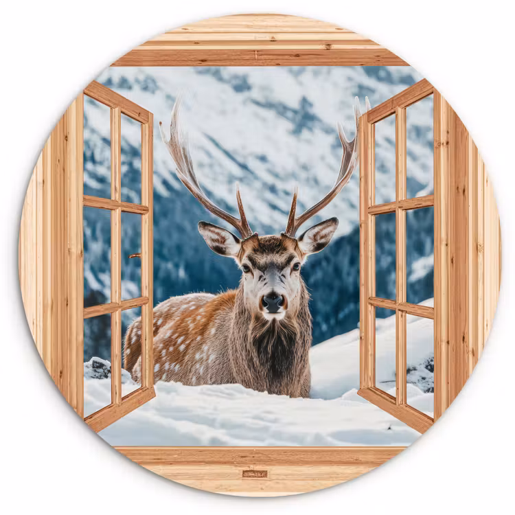 Muurcirkel - Doorkijk - Hert - Landschap - Winter - Natuur - Dieren - Bergen — 1