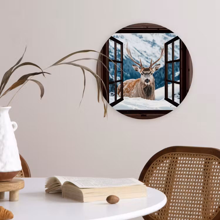 Muurcirkel - Hert - Landschap - Winter - Natuur - Dieren - Doorkijk - Bergen — 4