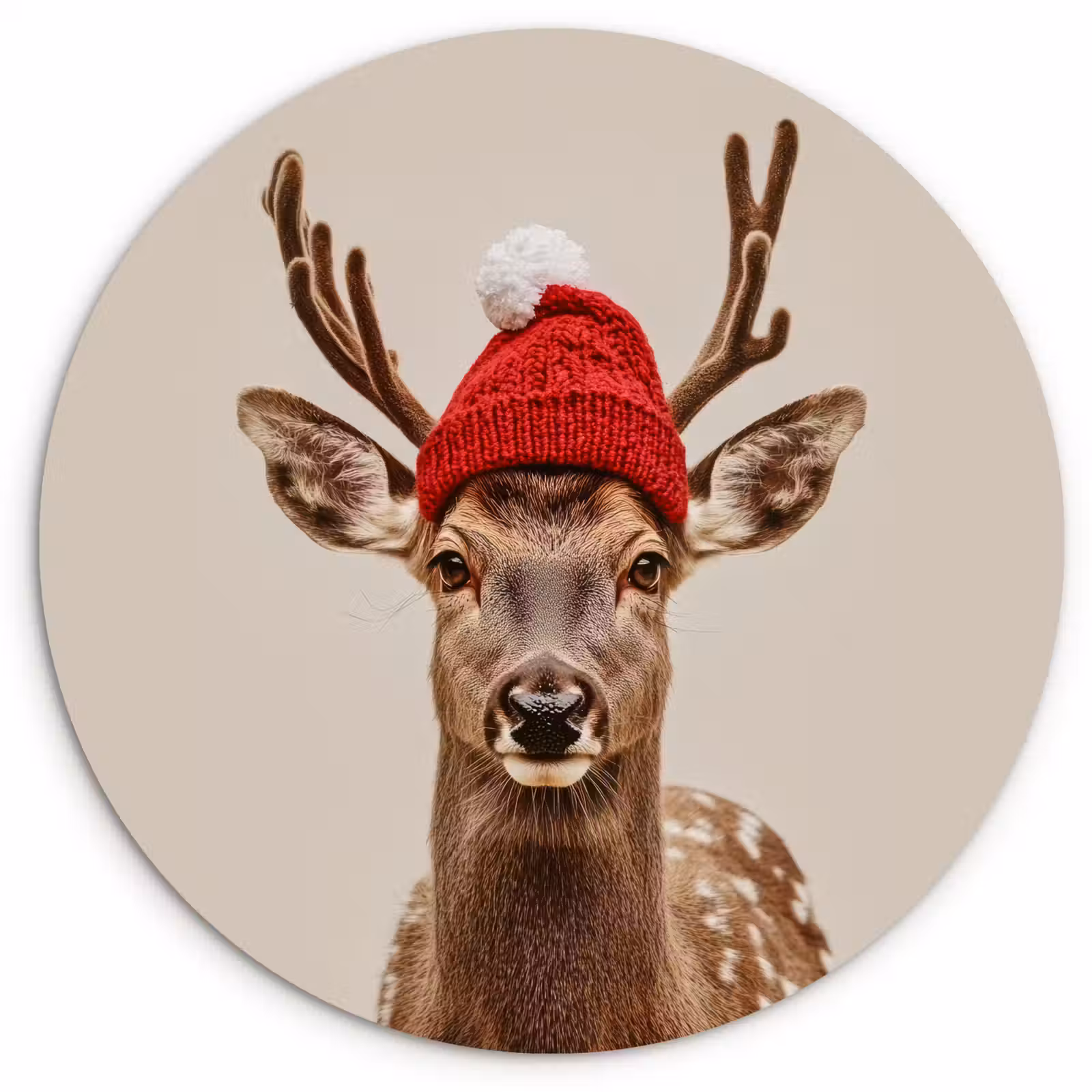 Muurcirkel - Hert - Kerst - Muts - Dieren - Winter - Grappig — 1