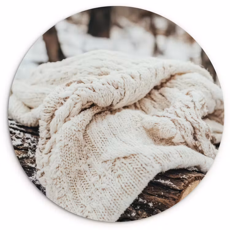 Muurcirkel - Deken - Wit - Boomstronk - Winter - Sneeuw — 1