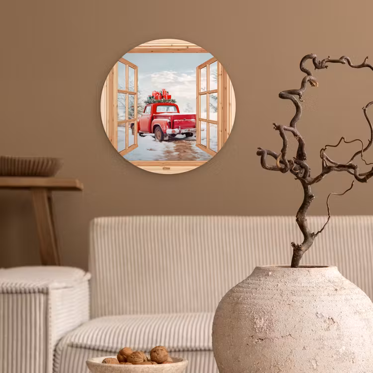 Muurcirkel - Doorkijk - Auto - Kerst - Cadeaus - Winter - Landschap — 2